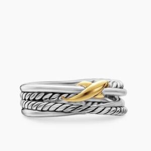 David Yurman Silver and Gold Crossover Ring